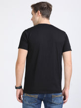 Load image into Gallery viewer, Round Neck Printed T Shirt - Black
