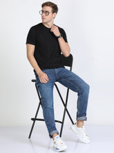 Load image into Gallery viewer, Round Neck Printed T Shirt - Black