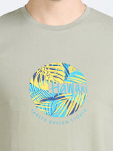 Load image into Gallery viewer, Round Neck Printed T Shirt - Olive