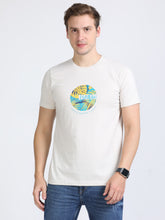 Load image into Gallery viewer, Round Neck Printed T Shirt - Cream
