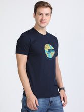 Load image into Gallery viewer, Round Neck Printed T Shirt - Navy Blue