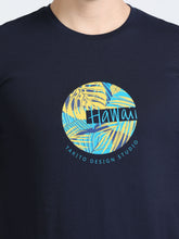 Load image into Gallery viewer, Round Neck Printed T Shirt - Navy Blue