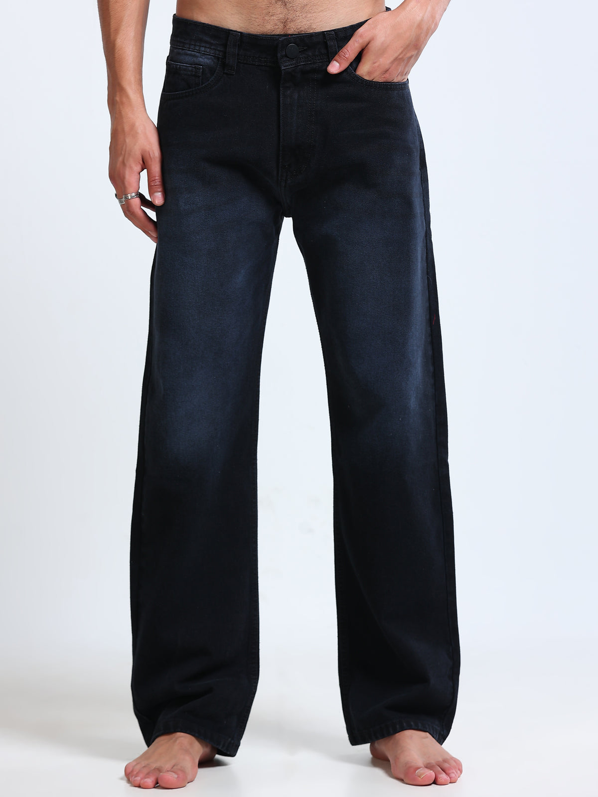 BLACK WITH BLUE SHADE STRAIGHT FIT MEN