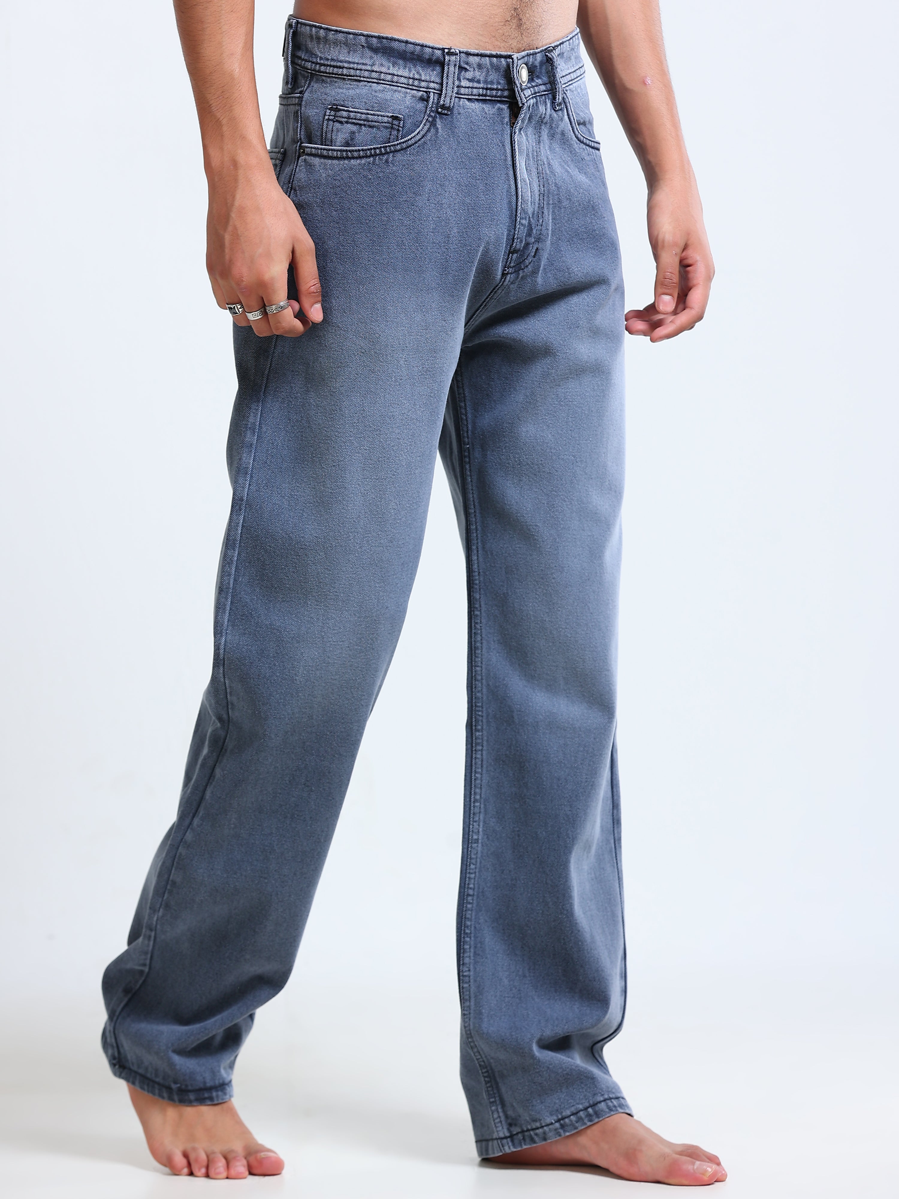 LIGHT BLUE GREY STRAIGHT FIT MEN