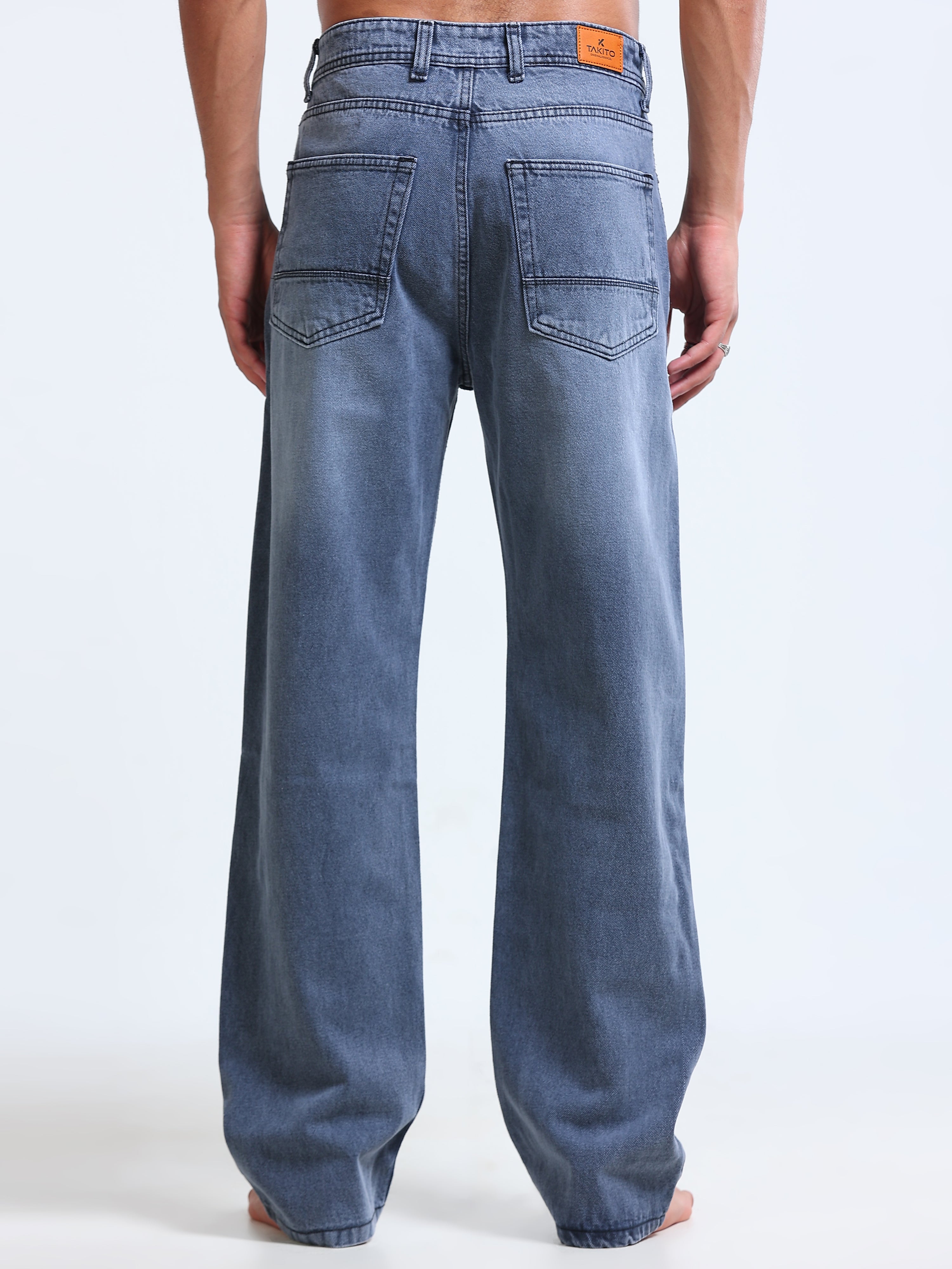 LIGHT BLUE GREY STRAIGHT FIT MEN
