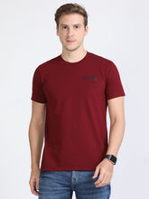 Load image into Gallery viewer, Round Neck Printed T Shirt - Maroon