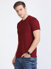 Load image into Gallery viewer, Round Neck Printed T Shirt - Maroon
