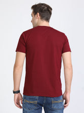 Load image into Gallery viewer, Round Neck Printed T Shirt - Maroon