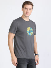 Load image into Gallery viewer, Round Neck Printed T Shirt - Ash