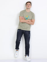 Load image into Gallery viewer, Round Neck Printed T Shirt - Olive