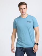 Load image into Gallery viewer, Round Neck Printed T Shirt - Sky Blu