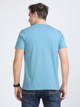 Load image into Gallery viewer, Round Neck Printed T Shirt - Sky Blu