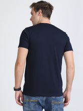 Load image into Gallery viewer, Round Neck Printed T Shirt - Navy Blue
