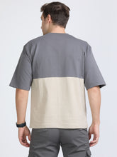Load image into Gallery viewer, Over Sized T shirt- Grey, Cream